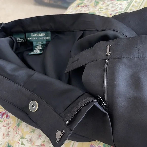 NWT Lauren Ralph Lauren black silk pantsuit